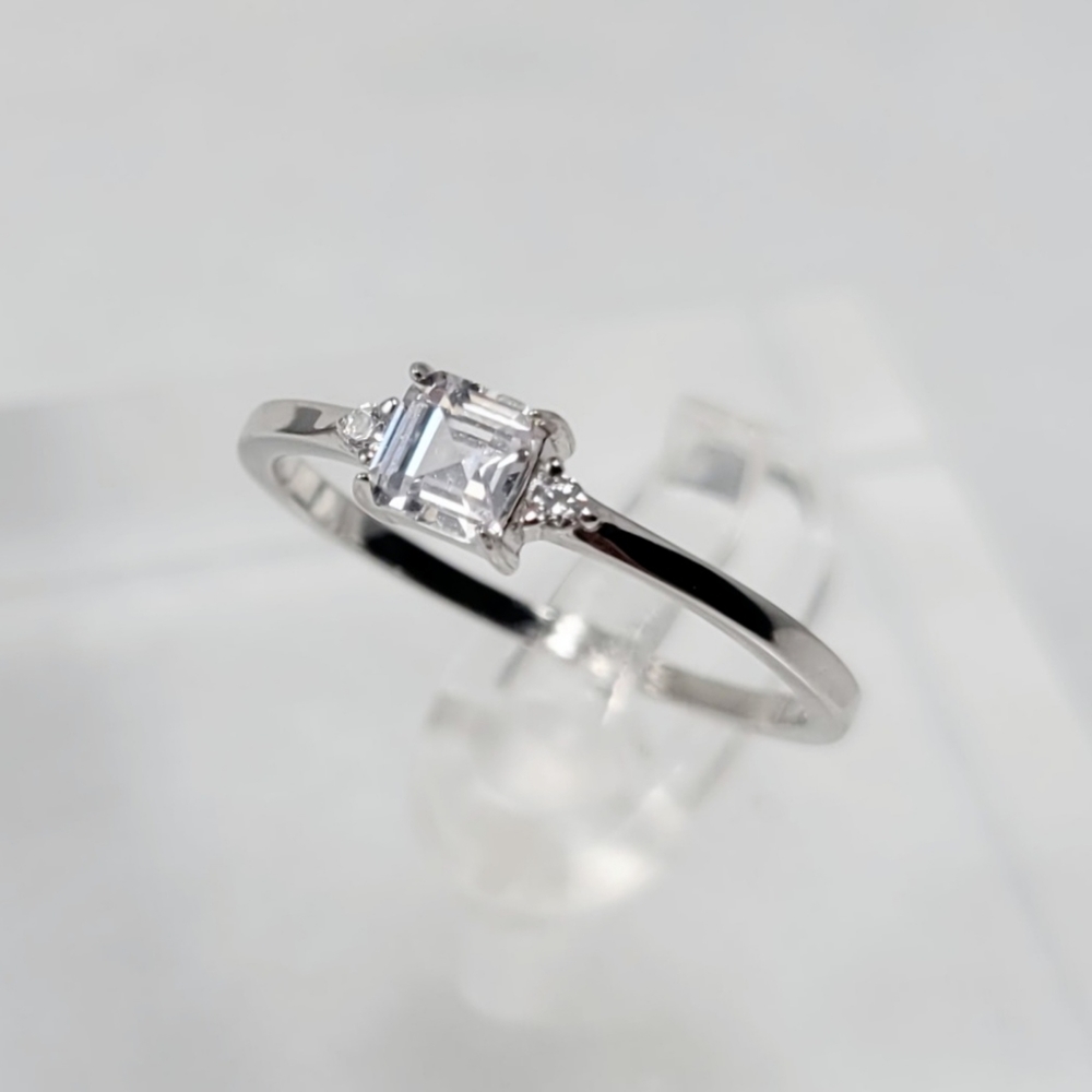Sterling Silver Dainty Princess Cut Ring - Picture 4 of 13